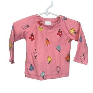 Hanna Andersson Sunblock Rash Guard pink floral  Swim Suit top Sz 60 3-6m shirt